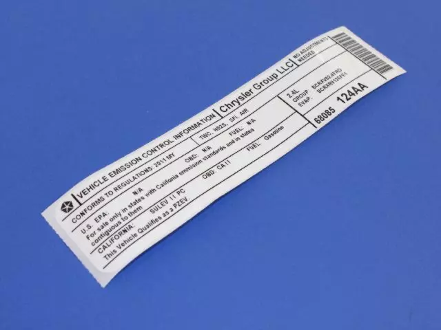 Emission Label - Mopar (68085124AA)