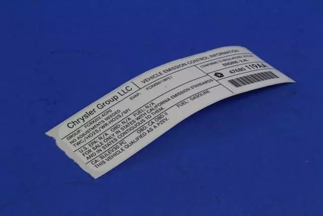 Vehicle Emission Control Information Label - Mopar (47480119AA)