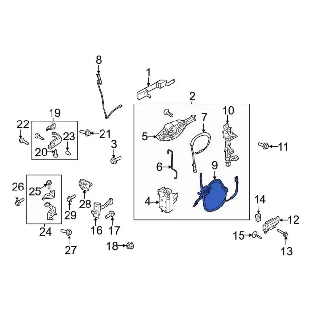 ML3Z15221A01D - Body: Release Cable for Ford: F-150, F-150 Lightning, F-250 Super Duty, F-350 Super Duty, F-450 Super Duty Image
