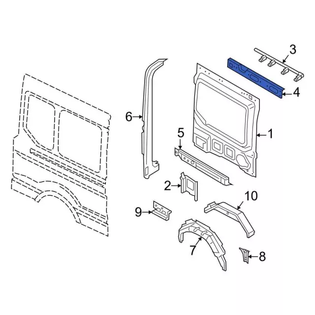 BK3Z6151212M - Body: Roof Rail for Ford Image