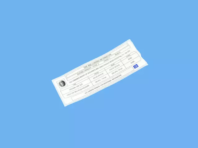 68290208AA - Labels: Tire Pressure Label for Alfa Romeo Image