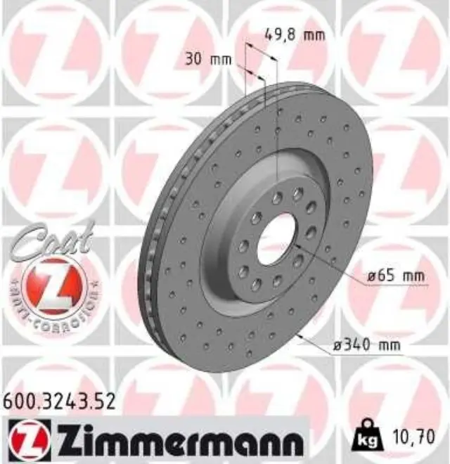 600324352 - Brakes &amp; Brake Parts: Zimmermann 600.3243.52 Disc Brake Rotor for ZIMMERMANN Image