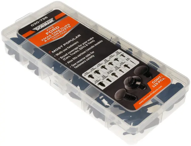 30736 - : Ford Fastener Tech Tray - Xmas Tree Clips And Nylon Rivets for Dorman Image