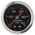 2174 - : GAUGE, PRESS, 1.5" DIRECT MNT, 100PSI, LIQUID FILLED MECH, BLK, 1/8" NPTF MALE for AutoMeter Image