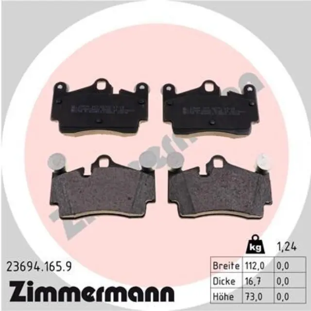 236941659 - : Zimmermann 23694.165.9 Disc Brake Pad Set for ZIMMERMANN Image