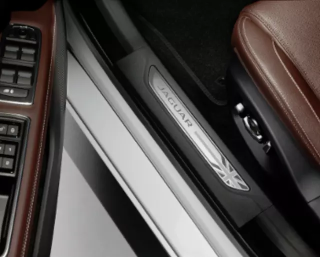 T2H17123PVJ - Exterior: Sill Tread Plates - Union Jack - Ebony for Jaguar Image