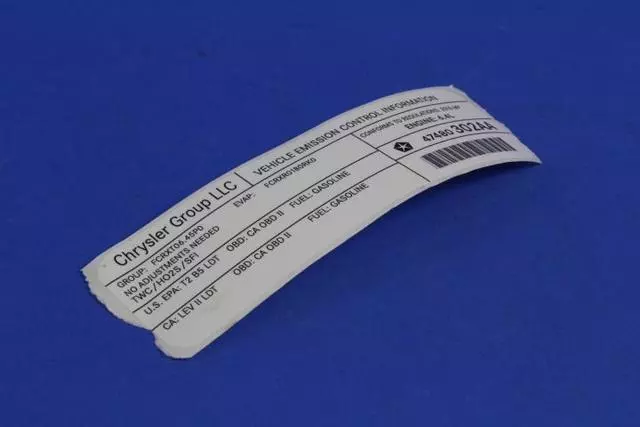 Vehicle Emission Control Information Label - Mopar (47480302AA)