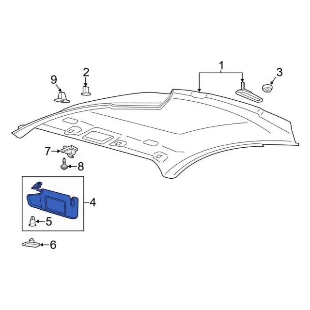 Visor Assembly - Sun - Ford (KR3Z-6304105-DB)