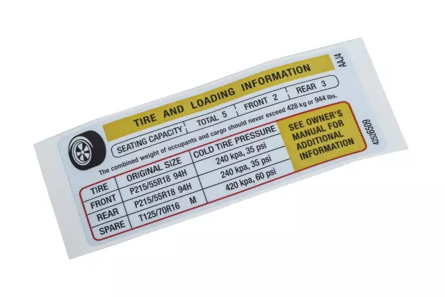 42526509 - Body: Tire Info Label for Buick: Encore Image image