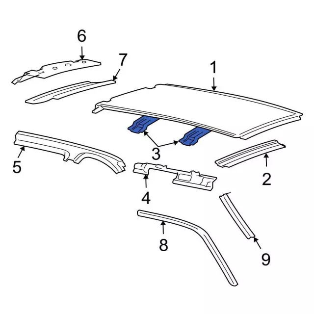 7L1Z7850222A - Body: Roof Reinforced for Ford Image