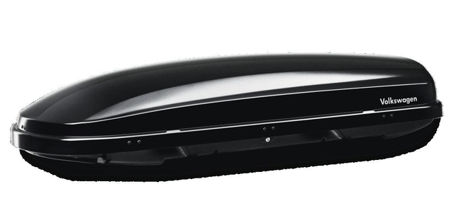 71200AD - : Cargo Box Carrier Attachment - Gloss Black for Volkswagen: Arteon, Atlas, Golf, Golf Alltrack, Golf SportWagen, GTI, ID. Buzz, ID.4, Jetta, Taos, Tiguan, Tiguan Limited Image