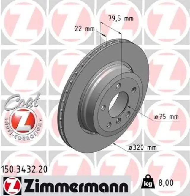150343220 - : Zimmermann 150.3432.20 Disc Brake Rotor for ZIMMERMANN Image