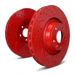 S55183R - : SP Performance Rotors, Double Drilled &amp; Slotted, Red Zinc Coated, Set for SP Performance Image