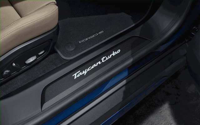 9J1073800A - Exterior: Carbon Matt Door Sill Guards - Illuminated for Porsche: Taycan Image