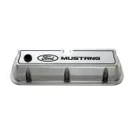 302030 - : Ford Mustang Die-Cast Valve Covers Polished With Black Logo for Ford Performance Parts Image