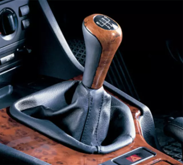 25111222968 - Interior: Leather/Wood Gear Shift Knob - Six-Gear Shift for BMW Image