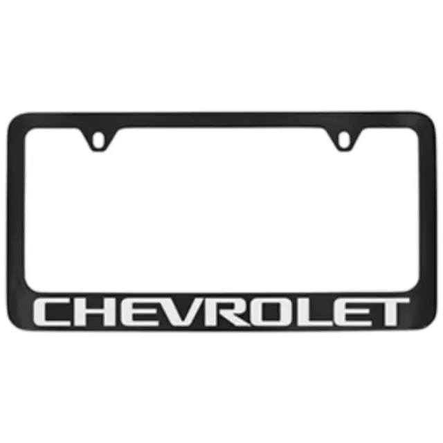 19368103 - Exterior: License Plate Frame, Black for Chevrolet: Blazer, Blazer EV, Bolt EV, Camaro, Captiva Sport, City Express, Colorado, Corvette, Cruze, Cruze Limited, Equinox, Equinox EV, Express 1500, Express 2500, Express 3500, Express 4500, Impala, Malibu, Malibu Limited, Silverado 1500, Silverado 1500 LD, Silverado 1500 LTD, Silverado 2500 HD, Silverado 3500 HD, Silverado EV, Sonic, Spark, Spark EV, SS, Suburban, Suburban 1500, Suburban 3500 HD, Tahoe, Trailblazer, Traverse, Trax, Volt | GMC: Savana 3500 Image