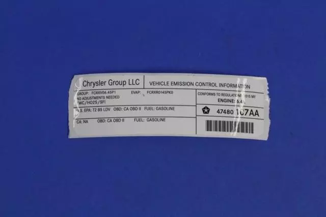 Vehicle Emission Control Information Label - Mopar (47480107AA)