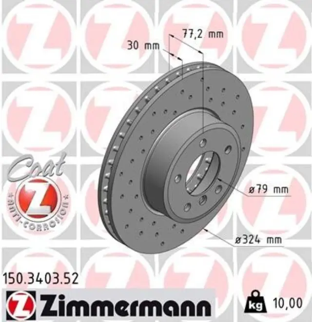 150340352 - Brakes &amp; Brake Parts: Zimmermann 150.3403.52 Disc Brake Rotor for ZIMMERMANN Image