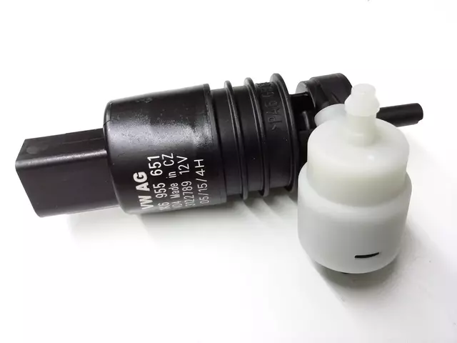 1K6955651 - Body: Washer Pump for Volkswagen: Atlas, Atlas Cross Sport, e-Golf, Golf, Golf Alltrack, Golf R, Golf SportWagen, GTI, ID. Buzz, ID.4, Jetta, Passat, R32, Rabbit, Taos, Tiguan, Tiguan Limited, Touareg Image