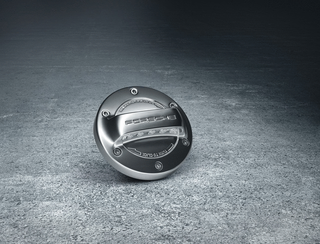4400191 - : Aluminum Look Fuel Filler Cap - 911, Boxster, Cayman, Panamera, Macan (2012+) for Porsche: 718 Boxster, 718 Cayman, 718 Spyder, 911, Boxster, Cayenne, Cayman, Macan, Panamera Image