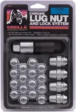 71733 - : Acorn Closed End Lug Nut and Lock Kit 13/16" Hex 12mmx1.50 Chrome 5 Lug Kit for Gorilla Automotive Image