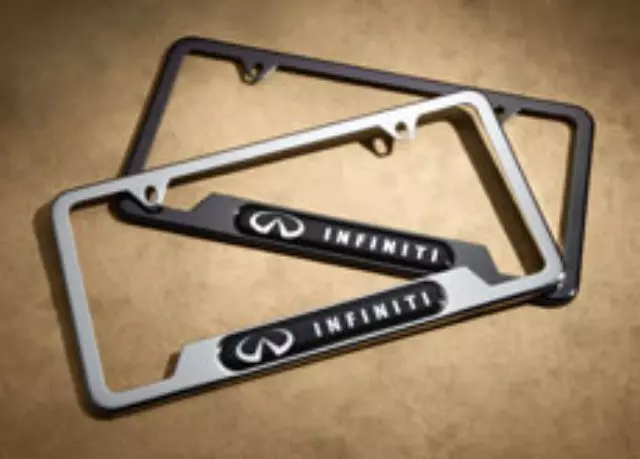 999MBYV000BP - Exterior: License Plate Frame, Black Pearl for INFINITI: EX35, FX35, FX37, FX50, G25, JX35, M35, M37, M45, M56, Q40, Q50, Q60, Q70, Q70L, QX30, QX50, QX56, QX60, QX70, QX80 Image
