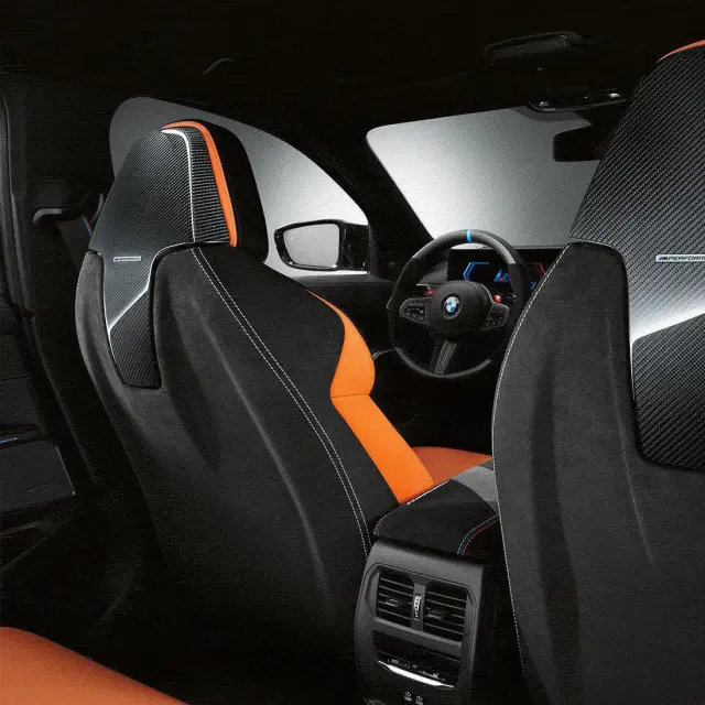 52105A40304 - : BMW OEM M PERFORMANCE GLOSS CARBON FIBER/ALCANTARA REAR SEAT BACK PAN SET for BMW Image