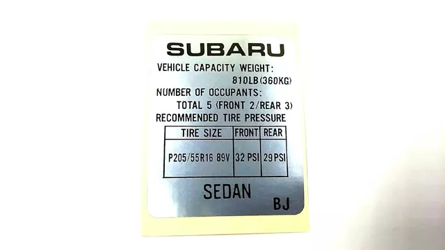 28191FA580 - : Tire Info Label for Subaru Image