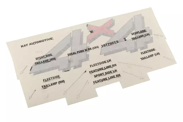 15779675 - : Pickup Box Side Rear 4x4 Decal for Chevrolet: Silverado 1500, Silverado 1500 Classic, Silverado 1500 HD, Silverado 1500 HD Classic, Silverado 2500, Silverado 2500 HD, Silverado 2500 HD Classic, Silverado 3500, Silverado 3500 Classic, Silverado 3500 HD | GMC: Sierra 1500, Sierra 1500 Classic, Sierra 1500 HD, Sierra 1500 HD Classic, Sierra 2500, Sierra 2500 HD, Sierra 2500 HD Classic, Sierra 3500, Sierra 3500 Classic, Sierra 3500 HD Image