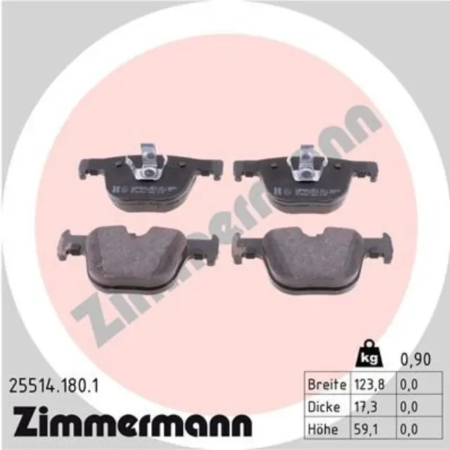 255141801 - : Zimmermann 25514.180.1 Disc Brake Pad Set for ZIMMERMANN Image
