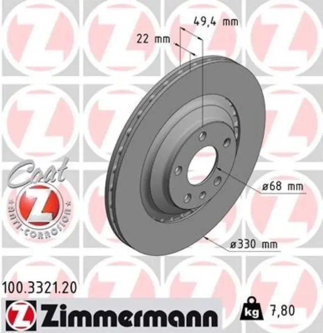 100332120 - : Zimmermann 100.3321.20 Disc Brake Rotor for ZIMMERMANN Image