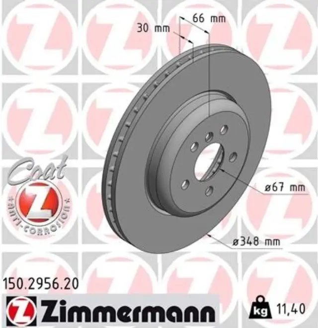 150295620 - Brakes &amp; Brake Parts: Zimmermann 150.2956.20 Disc Brake Rotor for ZIMMERMANN Image