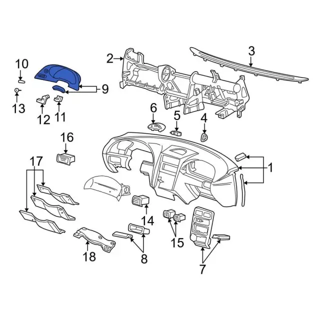 XR3Z63044D70AAA - Body: Cluster Trim for Ford Image