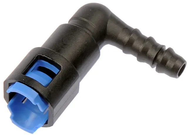 8000915 - : 5-Fuel Line Quick Connector 90 Degree Angle 3/8In Steel To 5/16 Nylon Tubing for Dorman Image