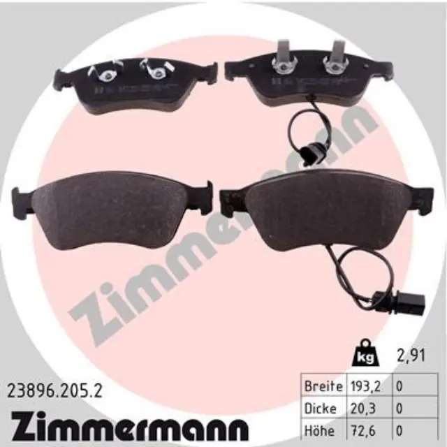 238962052 - : Zimmermann 23896.205.2 Disc Brake Pad Set for ZIMMERMANN Image