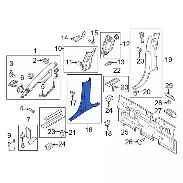 MC3Z1624347AH - Body: Upper Center Pillar Trim for Ford: F-250 Super Duty, F-350 Super Duty, F-450 Super Duty Image
