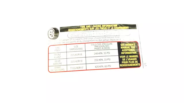 28181AL03B - : Tire Info Label for Subaru: Outback Image