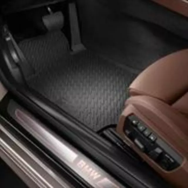 51472210729 - Interior: Rubber Floor Mats - Black - Rear for BMW: 640i, 640i xDrive, 640i xDrive Gran Coupe, 650i, 650i Gran Coupe, 650i xDrive, 650i xDrive Gran Coupe, Alpina B6 xDrive Gran Coupe, M6, M6 Gran Coupe Image