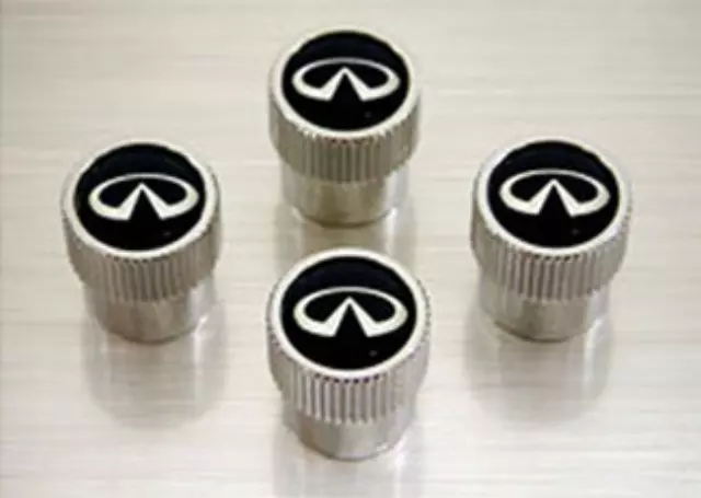 999MBYX000 - Exterior: Valve Stem Caps With Infiniti Logo - 4-Pc Set for INFINITI: EX35, FX35, FX50, G25, JX35, M37, M56, Q40, Q50, Q60, Q70, Q70L, QX30, QX50, QX56, QX60, QX70, QX80 Image