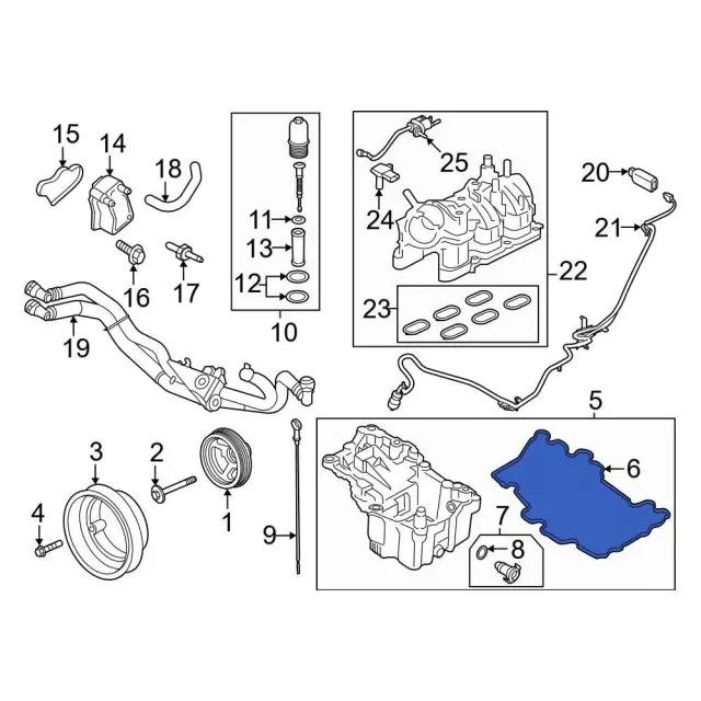Engine Oil Pan Gasket - Ford (JT4Z-6710-B)