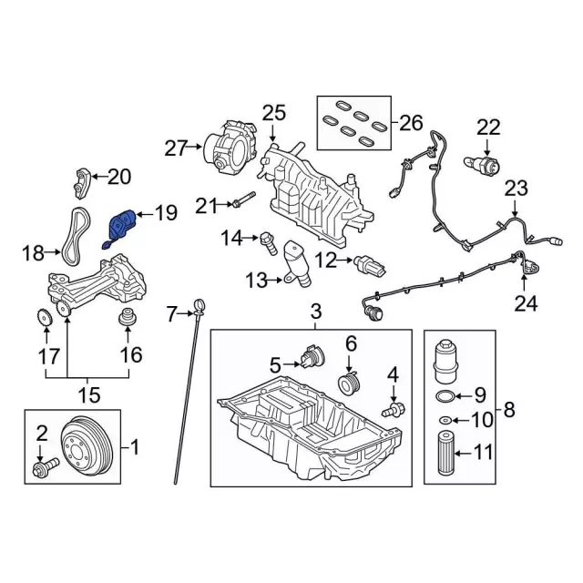 RL3Z6K255A - Engine: Tensioner Arm for Ford: Bronco, Edge, Explorer, F-150, Fusion, Police Interceptor Utility, Ranger | Lincoln: Aviator, Continental, MKX, MKZ, Nautilus Image