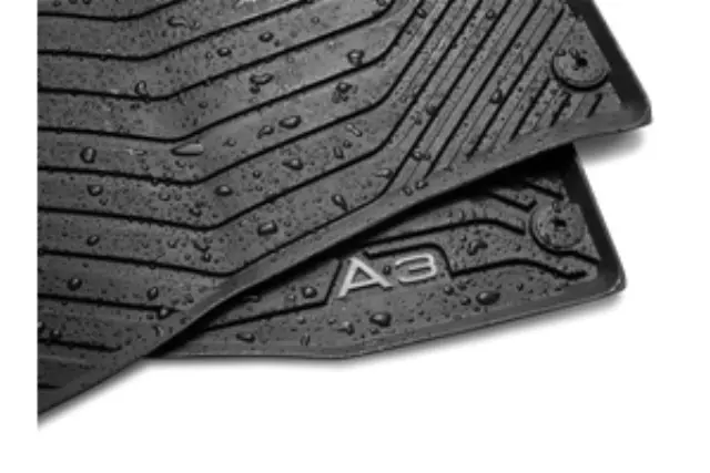 8V5061512041 - Interior: All-Weather Floor Mats (Rear) - Black for Audi: A3, A3 Quattro, A3 Sportback e-tron, RS3, S3 Image