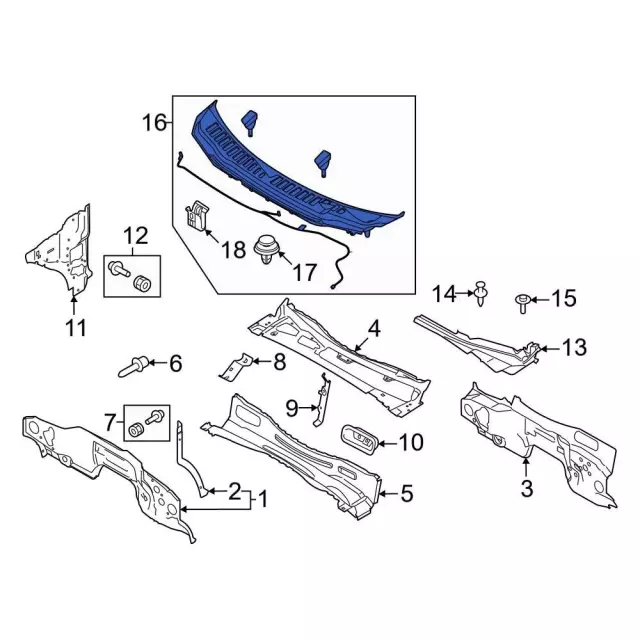 PC3Z10022A68AB - Body: Cowl Grille for Ford Image