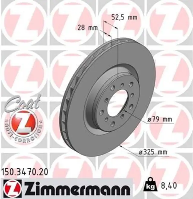 150347020 - : Zimmermann 150.3470.20 Disc Brake Rotor for ZIMMERMANN Image