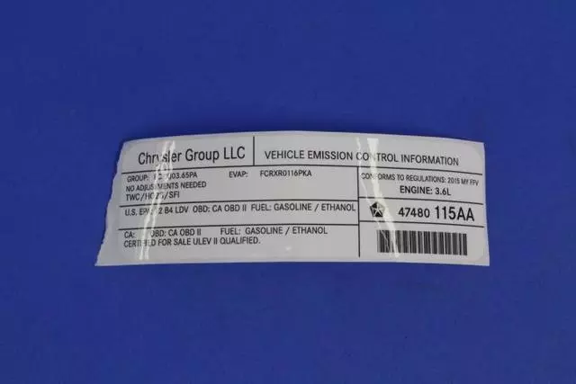 Vehicle Emission Control Information Label - Mopar (47480115AA)