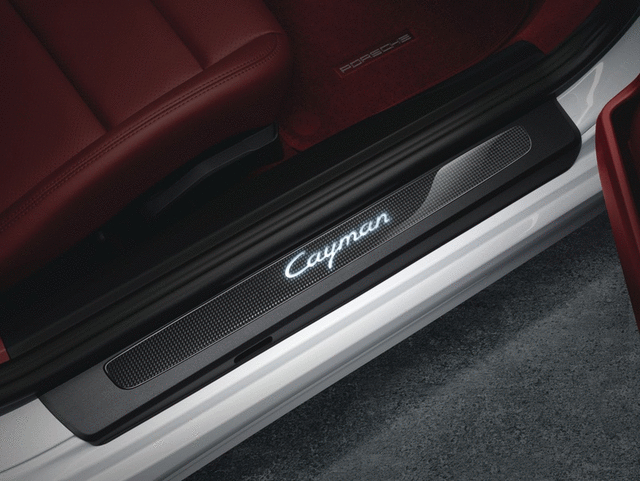 98104480032 - Exterior: 2014-2023 Porsche - Door Entry Guards In Carbon - Illuminated for Porsche: 718 Cayman, Cayman Image
