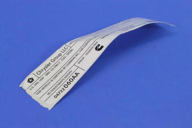 Vehicle Emission Control Information Label - Mopar (4722060AA)