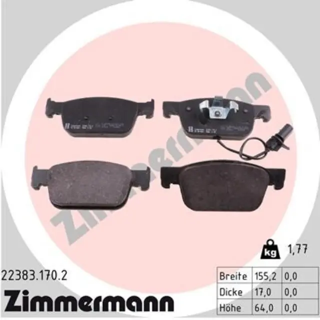 223831702 - Brakes &amp; Brake Parts: Zimmermann 22383.170.2 Disc Brake Pad Set for ZIMMERMANN Image