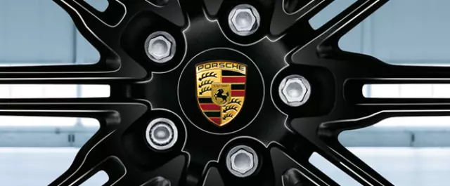 4460721 - : Porsche Gloss Black with Colored Crest Center Cap (Set of 4) for Porsche: Cayenne Image